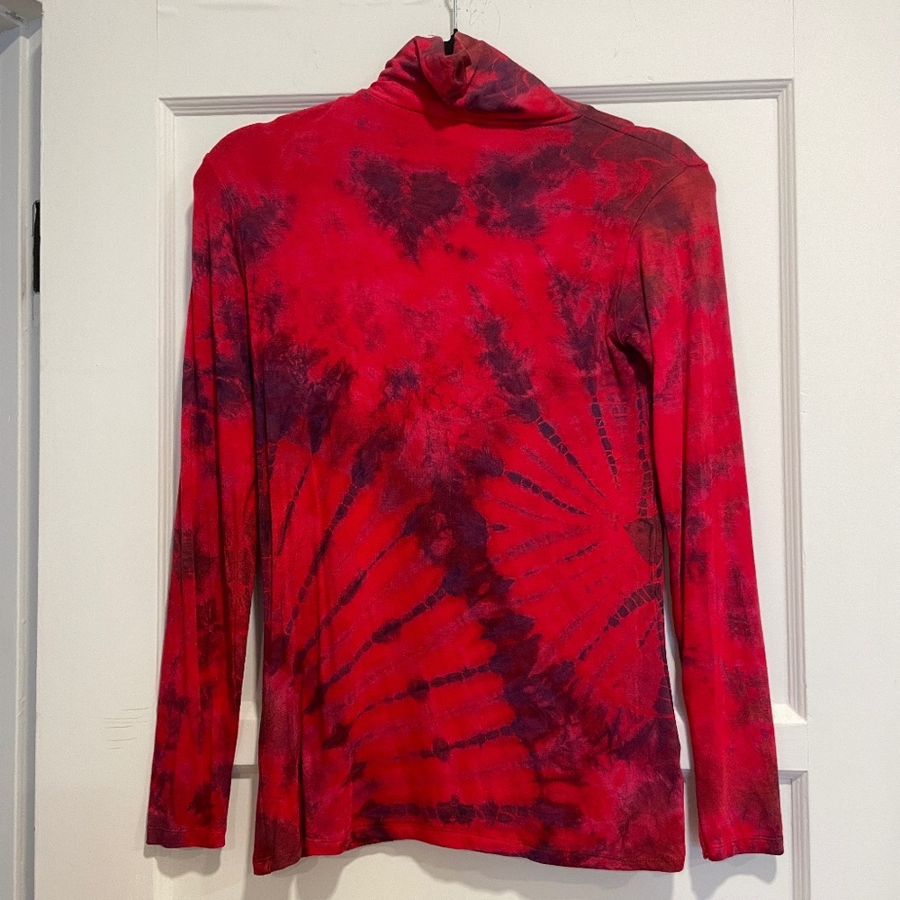 Bold Tie-Dye Long-Sleeve Mock-Neck Top